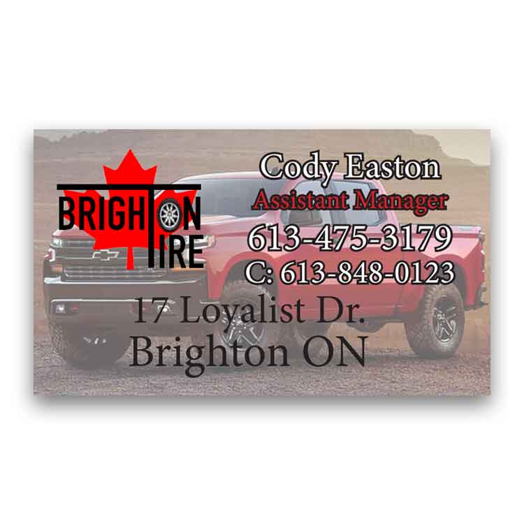 Business card design for Brighton Tire
