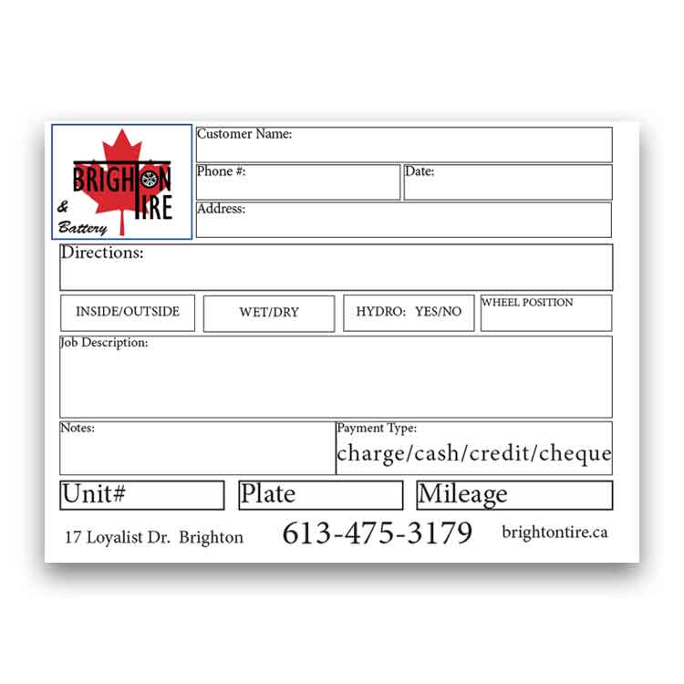 NCR Printing for Brighton Tire